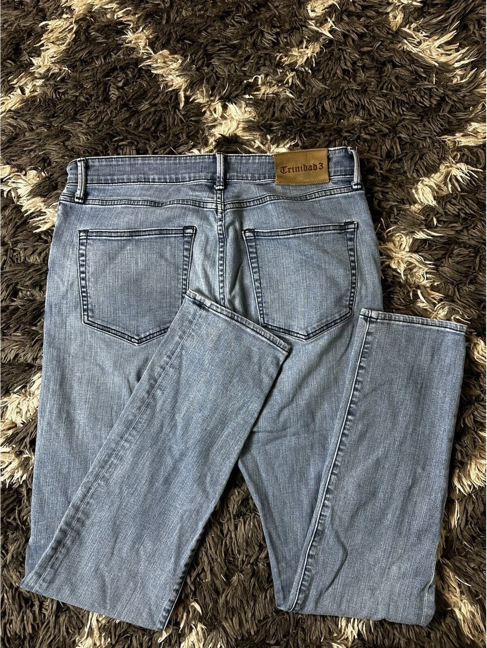 Trinidad3 Mens Size 33 Light Wash Slim Straight Leg Denim Jeans Made in USA
